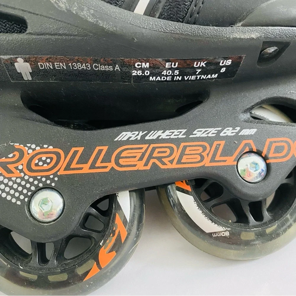 Zetrablade Inline Rollerblade Black & Neon Orange Perfect Beginner Skates Size 8 - Picture 3 of 10